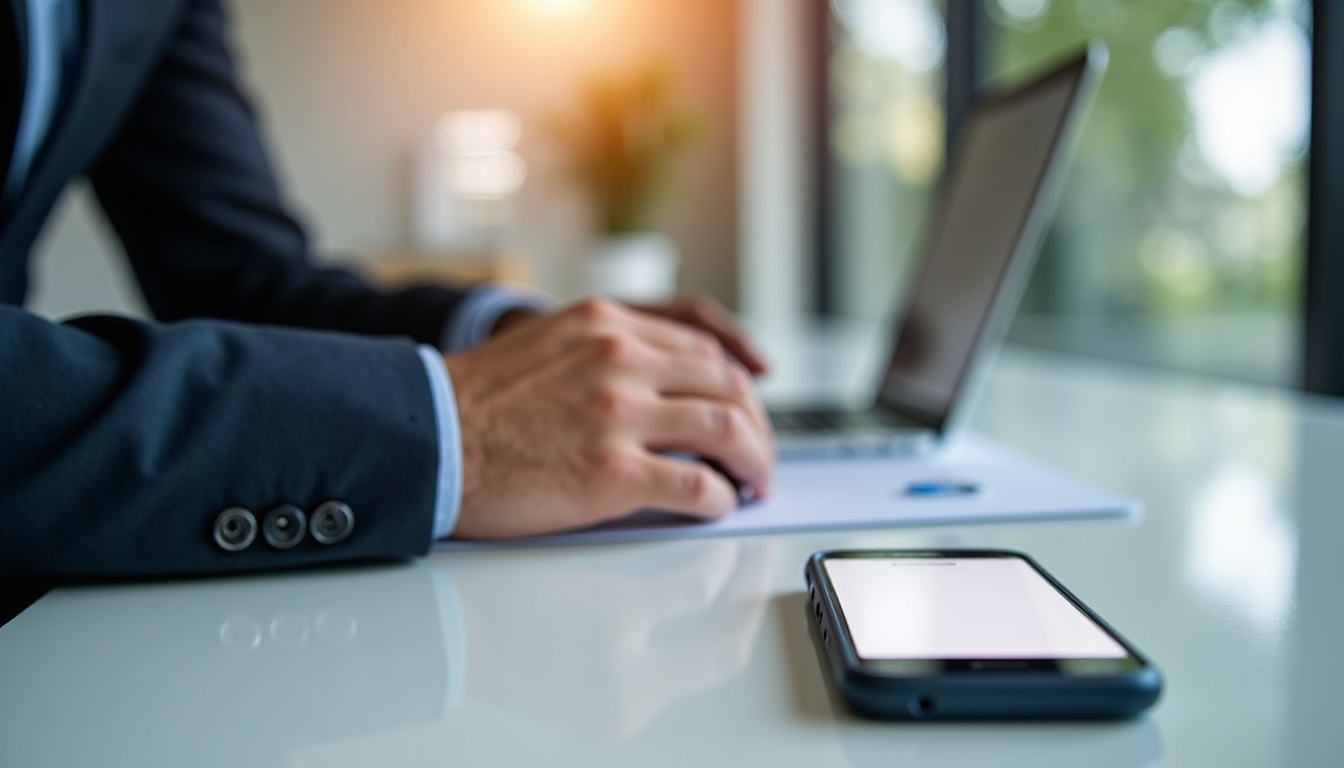 Appareil mobile affichant l’interface de l’application GMF avec les principales fonctionnalités accessibles