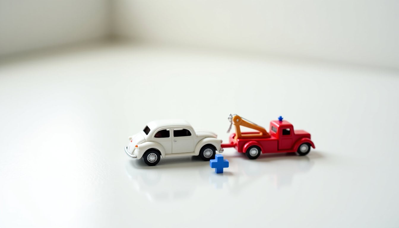 Voiture de dépannage miniature avec remorque de remorquage pour épaviste Nord.