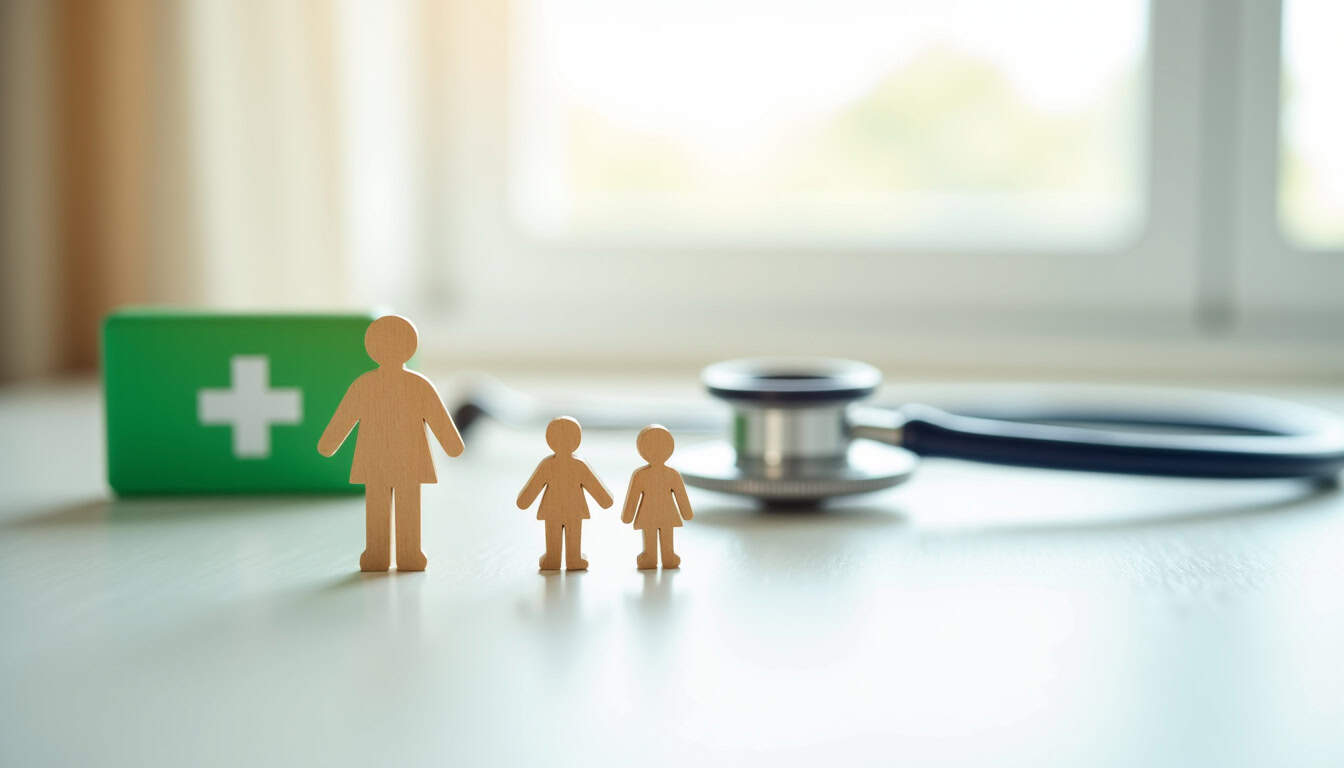 Dépanneur médical avec kit de premiers secours et stéthoscope.