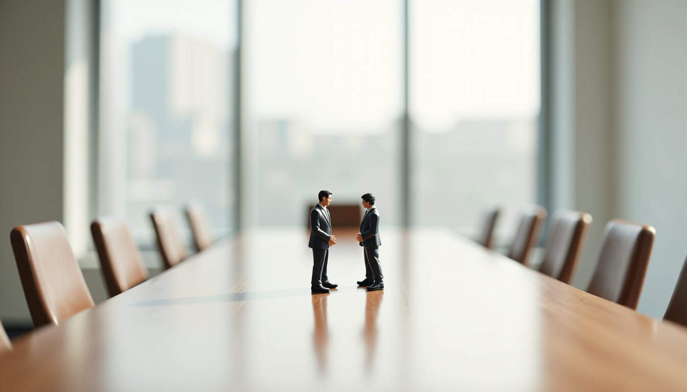 Porte de réunion d'entreprise moderne dans une salle de conférence lumineuse.