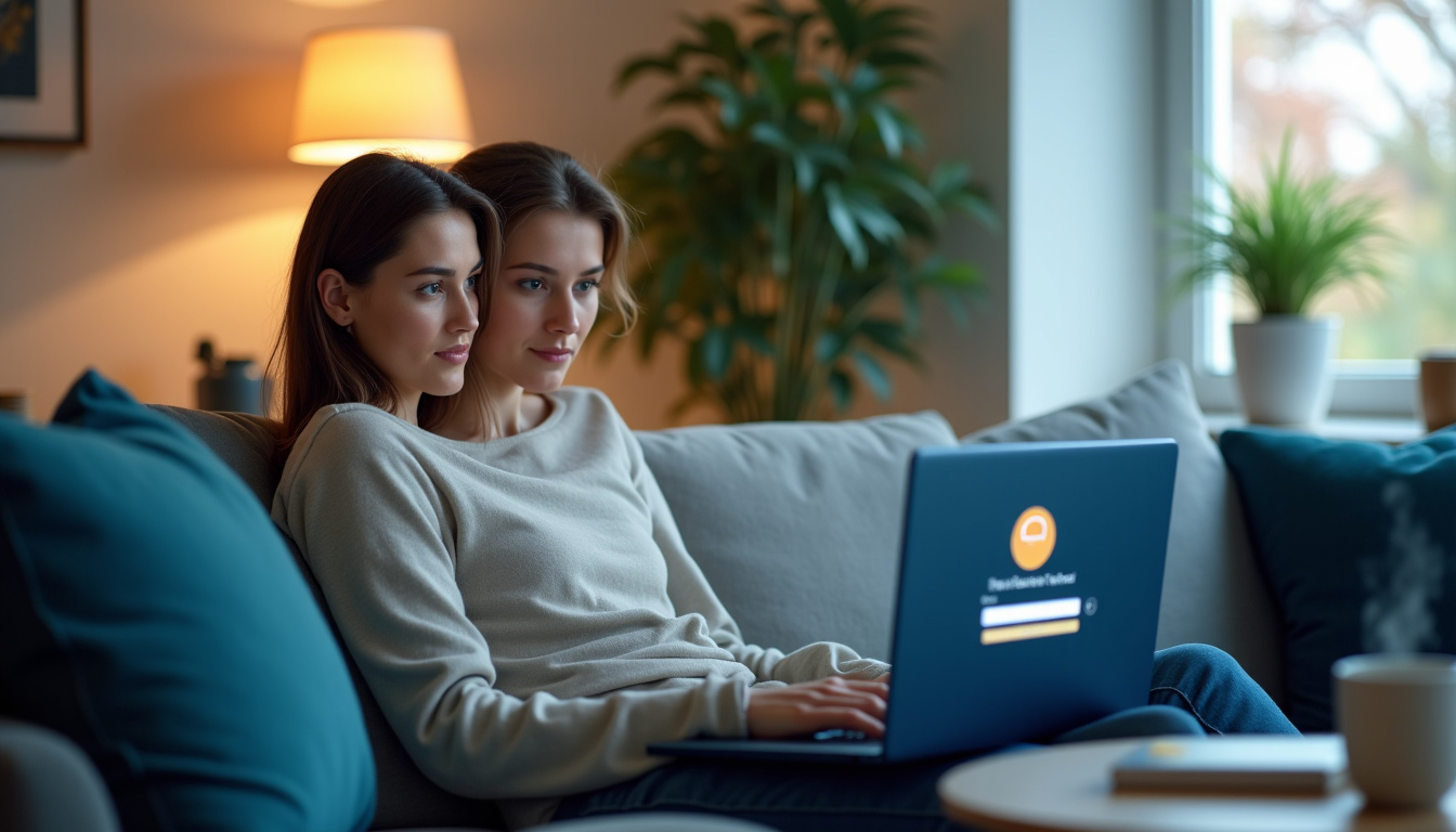 Femme utilisant son ordinateur pour se connecter à son espace client Groupama depuis son domicile