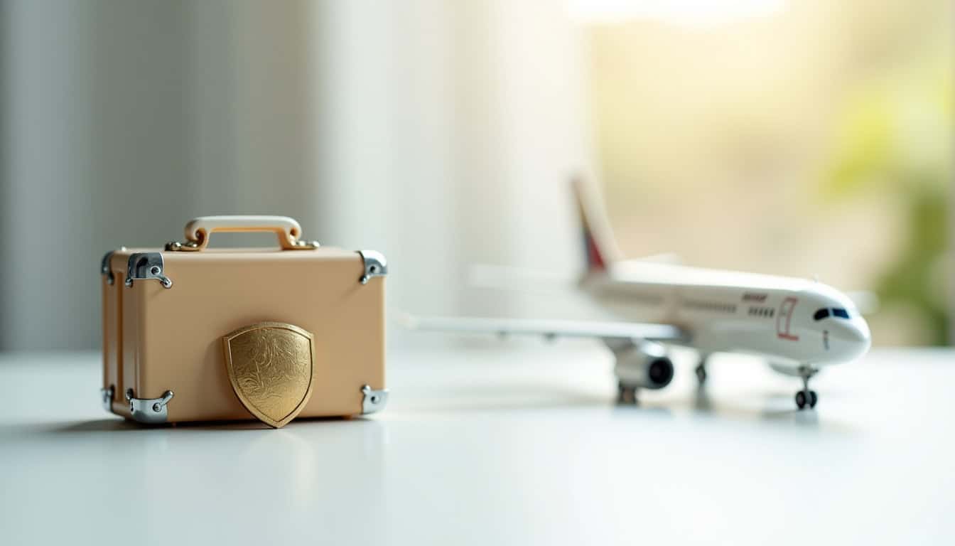 Coffre-fort et avion miniature pour sécurité et voyage.