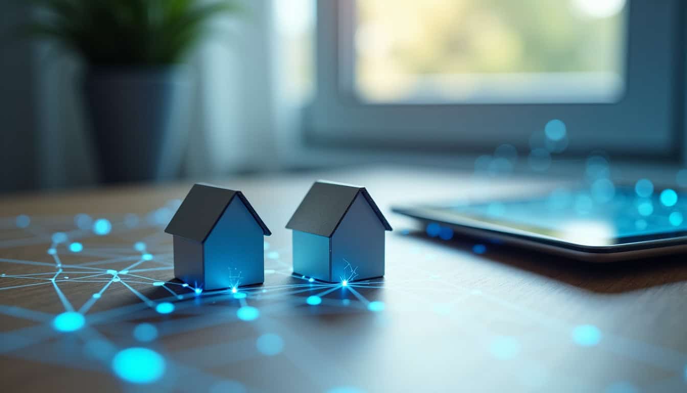 Miniatures de maisons connectées pour domotique et gestion intelligente de l'habitat.