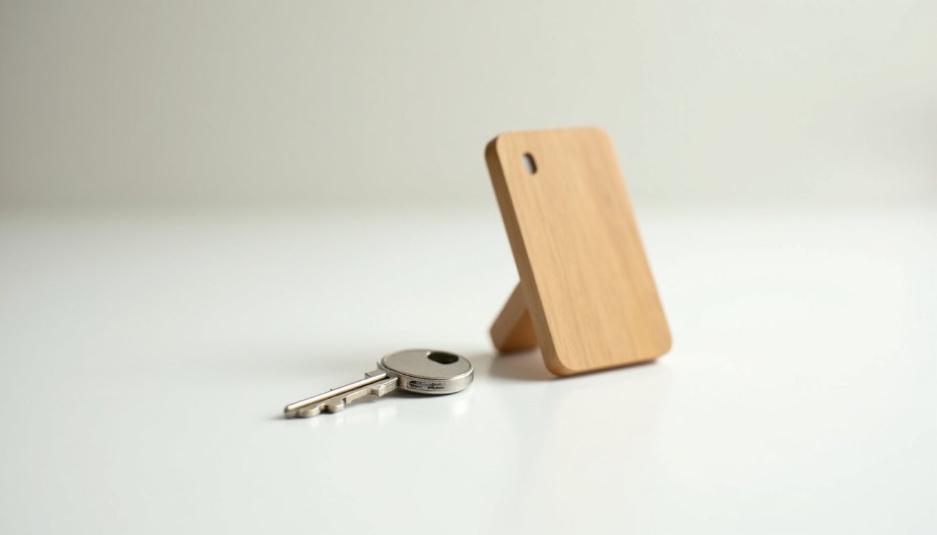 Clé avec porte-clé en bois pour clés, service d'épaviste professionnel.