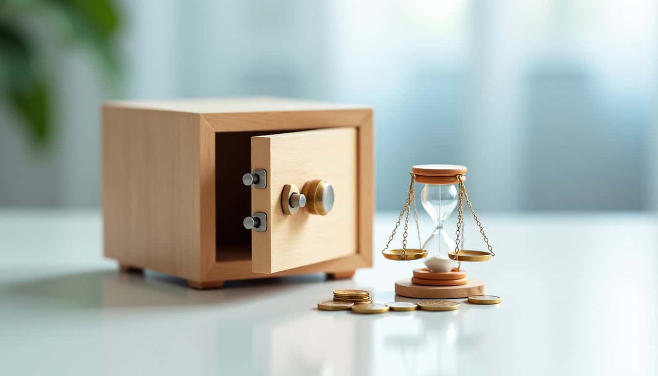 Coffre-fort en bois sécurisé pour protéger vos objets précieux à la maison ou au bureau.