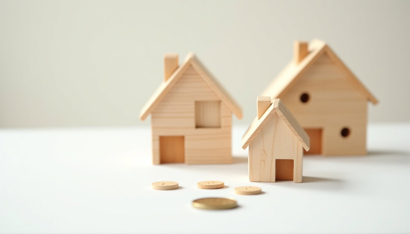 Mini maisons en bois symbolisant le service d'épaviste Nord.