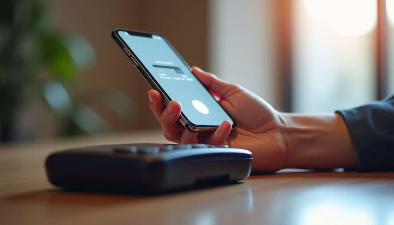 Paiement sans contact avec un smartphone configuré pour Apple Pay et la carte Visa Premier