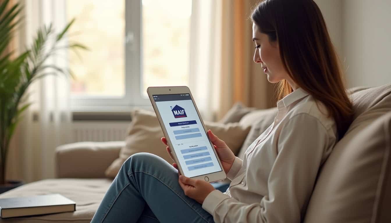 Personne en train de déclarer un sinistre habitation via la tablette MAIF