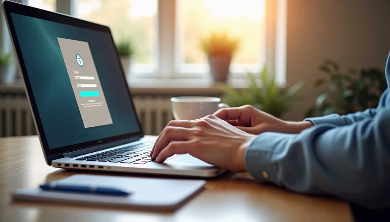 Personne utilisant un ordinateur pour gérer la récupération de véhicules épaves.