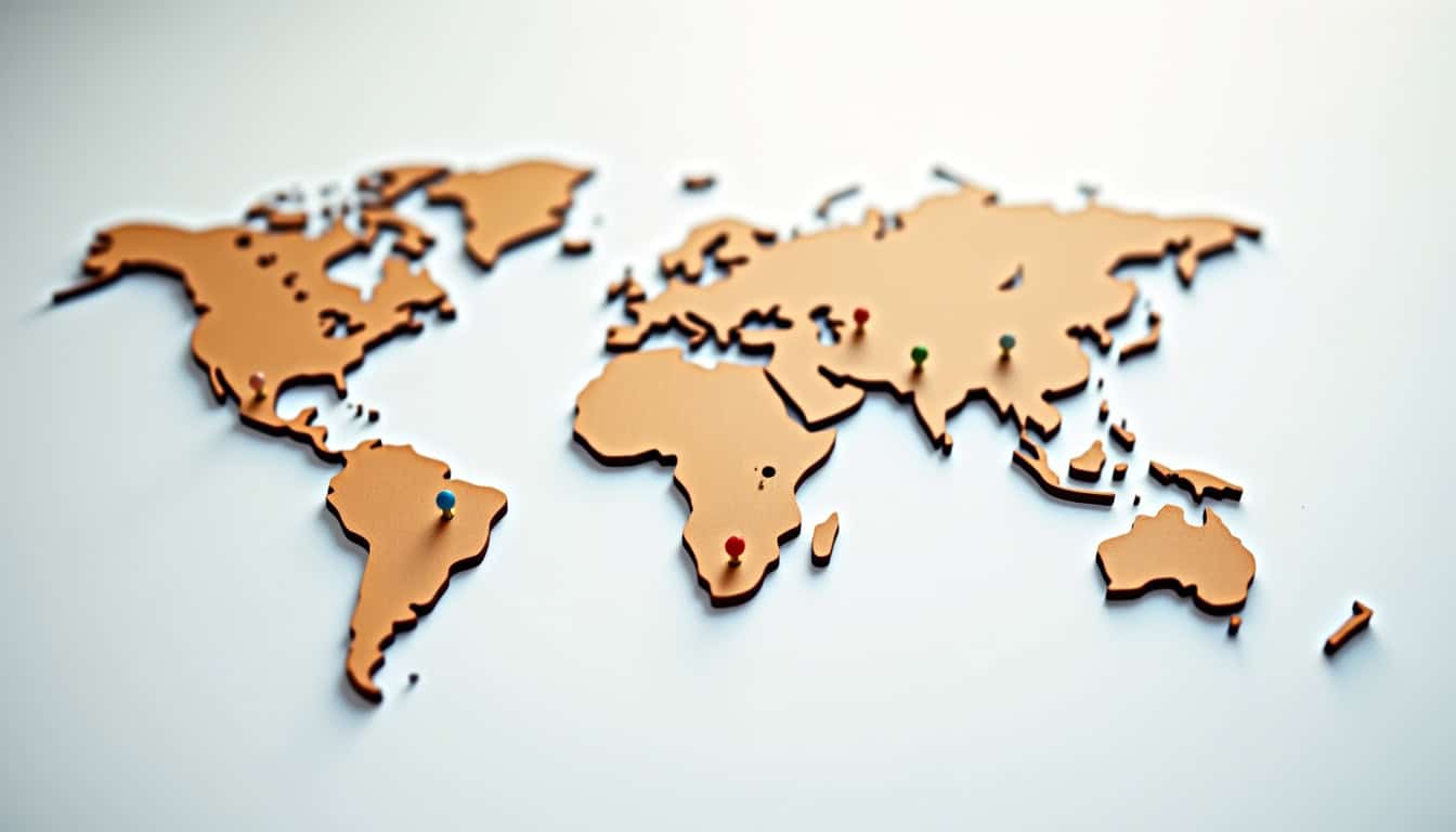 Carte du monde avec points de localisation pour épavistes et services de recyclage.