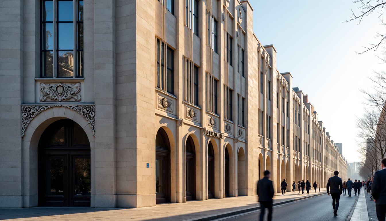 Façade Art déco de la Maison de la Mutualité à Paris, vue depuis la rue Saint-Victor
