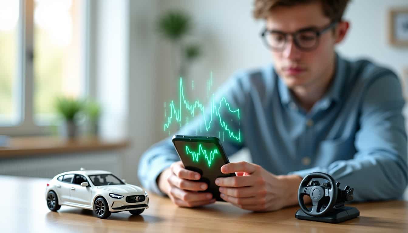 Jeune conducteur utilisant le simulateur bonus assurance sur son téléphone pour projeter son évolution de CRM