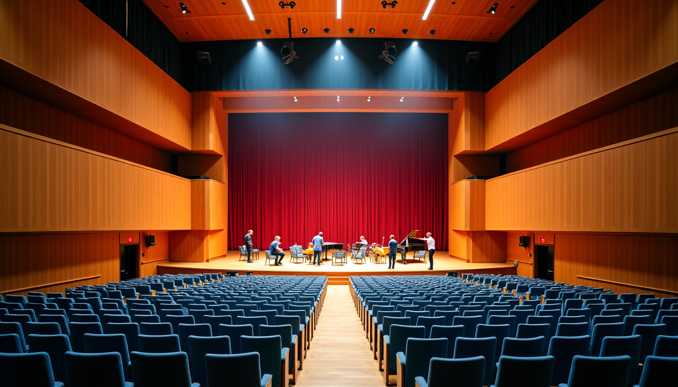 Vue intérieure de la salle du théâtre de la Mutualité lors d